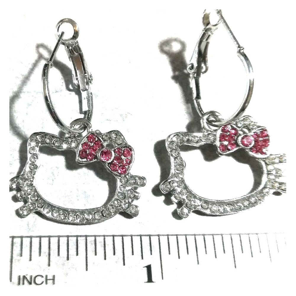 Hello Kitty Pink Rhinestone Earrings NEW